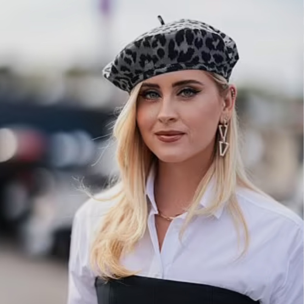 Dior: Beret Leopard Mitzah Collection Limited Edition Beret in Grey - Picture 12 of 12